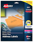 ADDRESS LABELS, AVERY, LASER/INKJET, 1" X 2 5/8", GLOSSY CLEAR, 30 LABELS/SHEET, 10 SHEETS/CT THUMBNAIL